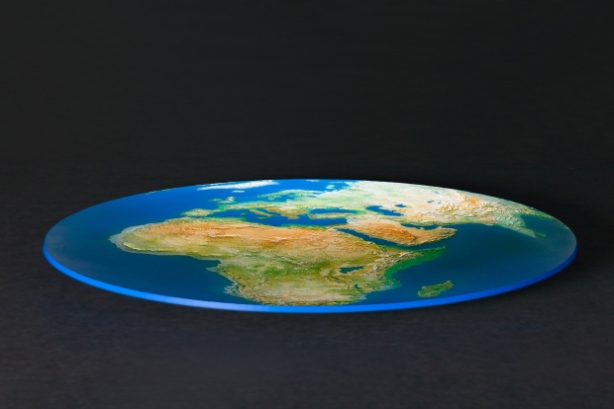 One dimensional globe, against black background, (digitally generated)